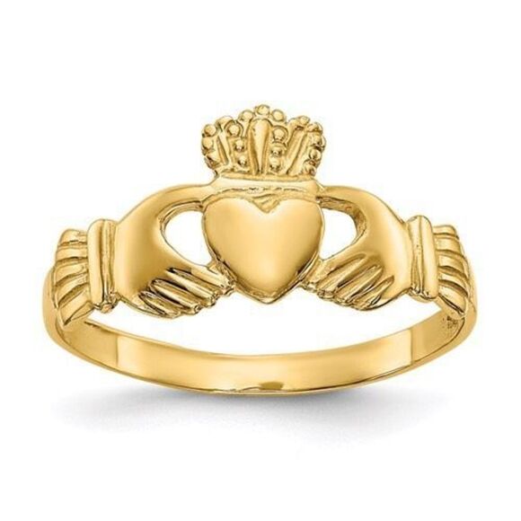 14k Polished Ladies Claddagh Ring - Picture 1 of 6
